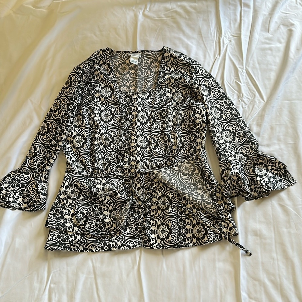Satin black and white dress shirt